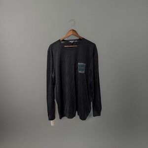 Jared Lang Mens Size XL‎ Black Green Pullover Sweater Merino Wool Blend NWOT